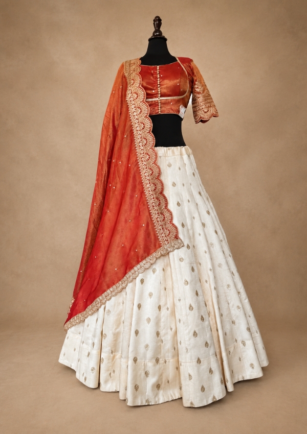 Ivory Silk Lehenga Set